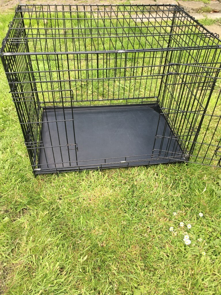 EllieBo Dog Puppy Cage Folding 2 Door Crate with NonChew Metal Tray