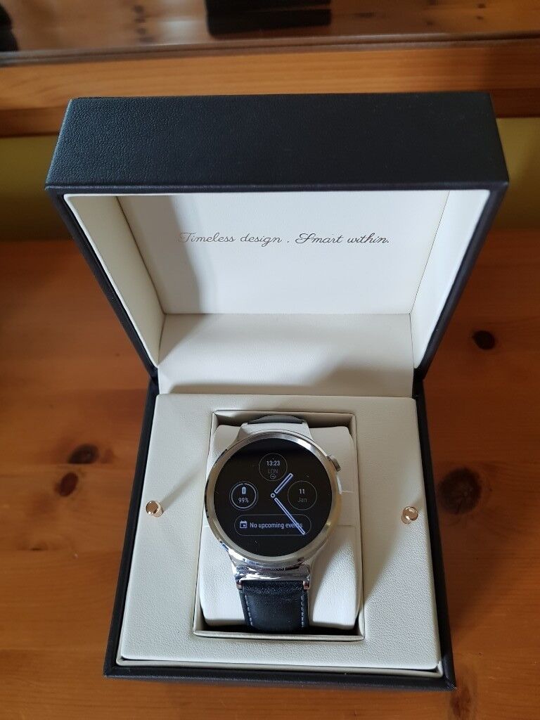 Huawei W1 Watch Smartwatch WearOS Smart Steel Black Leather (Boxed) | in Canary Wharf, London
