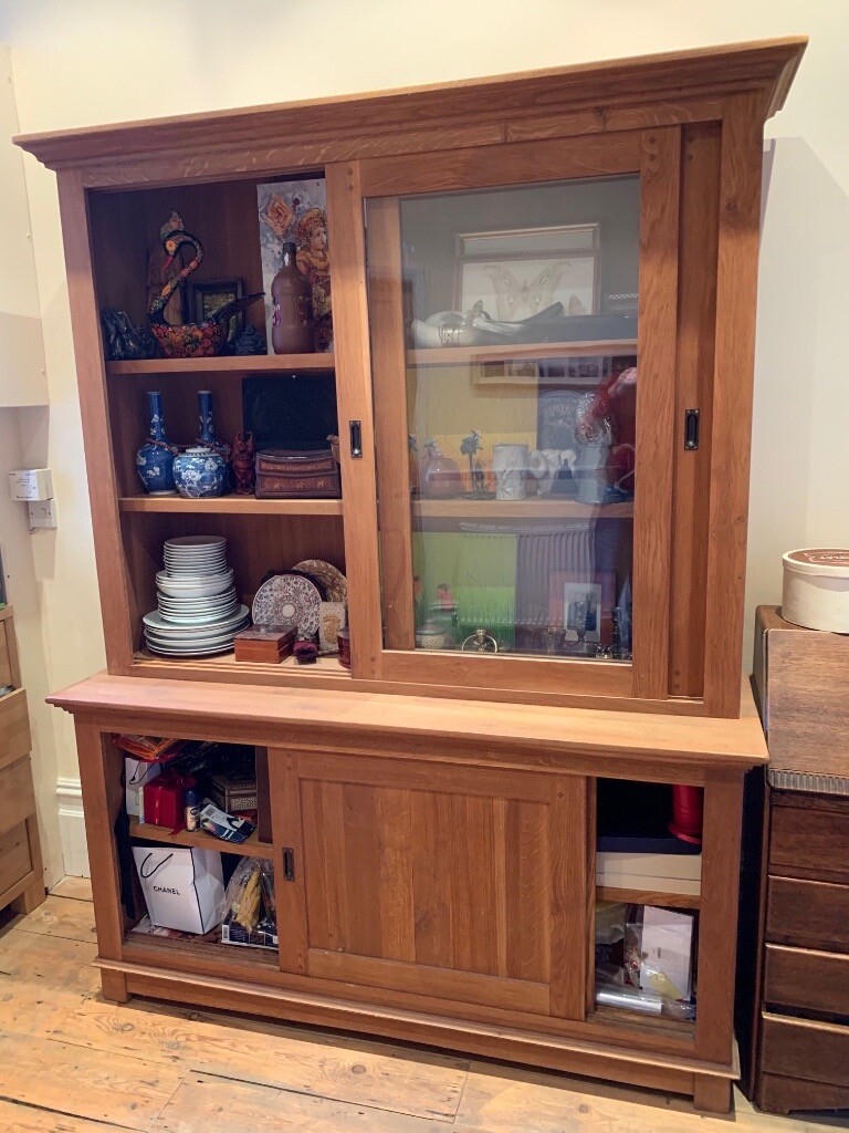 Solid oak large glass door display unit/dresser/cabinet | in Windsor