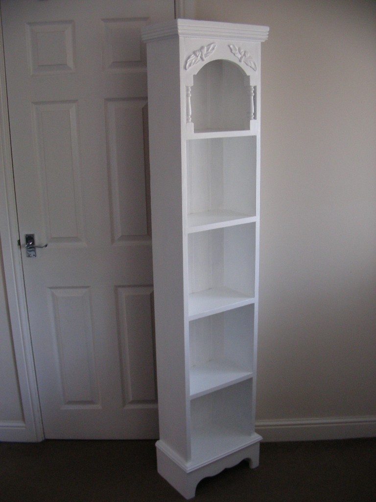 White Tall Shelving Bookcase Storage Shelves Unit Hand Painted Solid