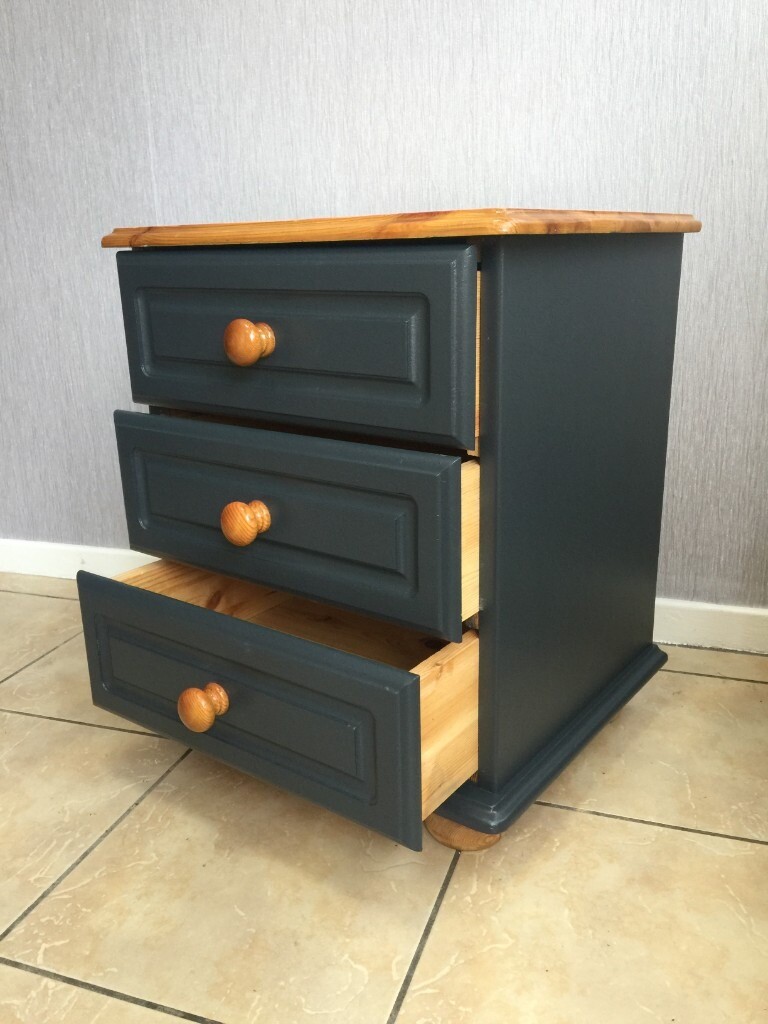 Rustic solid wood anthracite bedside table in Liverpool, Merseyside