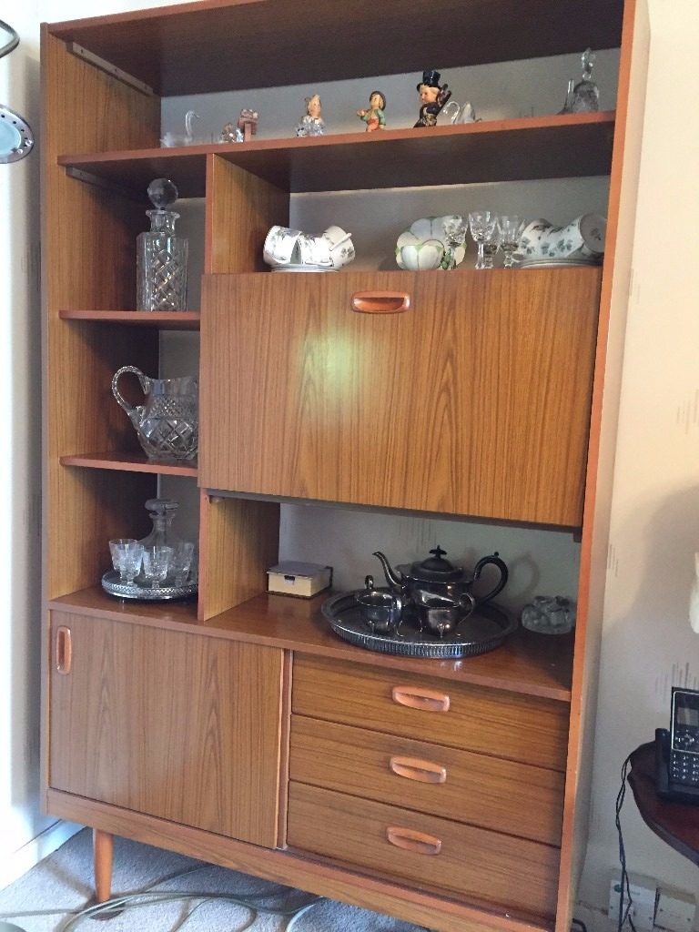 VINTAGE RETRO SCHREIBER WALL UNIT DRINKS CABINET SIDEBOARD In