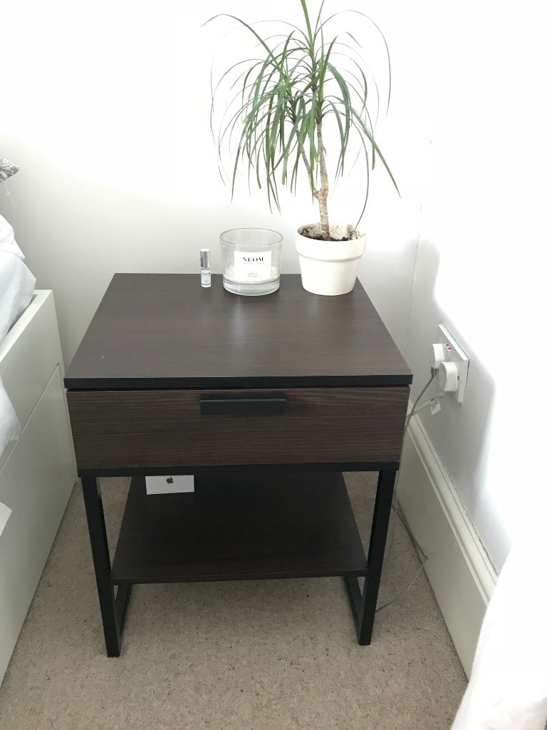IKEA Trysil Bedside Table in Black / Dark Wood in Wanstead, London