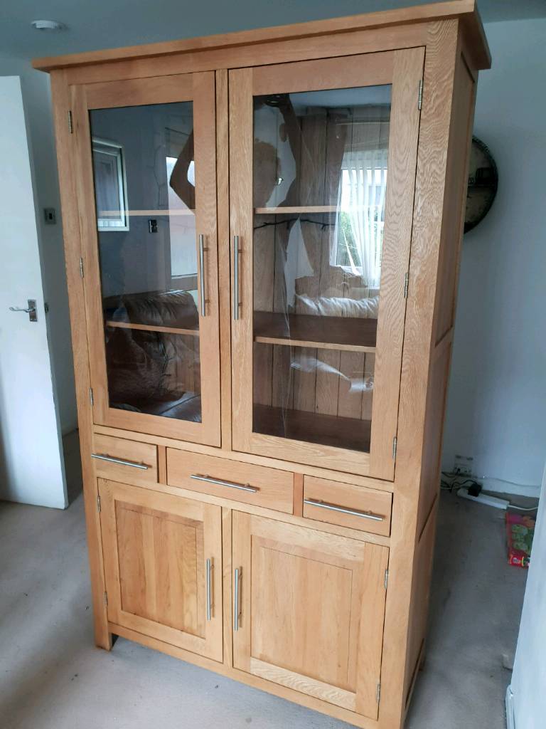 Solid Oak Tall Display Cabinet Excellent Condition In Cumbernauld
