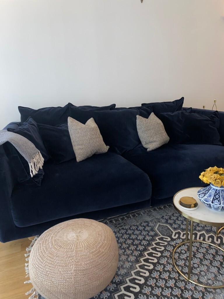 Dark Blue Velvet Sofa for Sale in Chelsea, London Gumtree