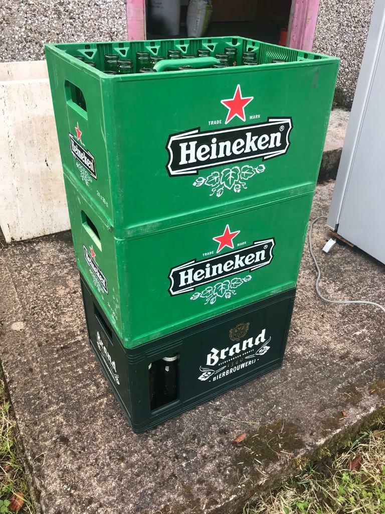 Heineken and Brand beer bottles and crates in Moffat, Dumfries and