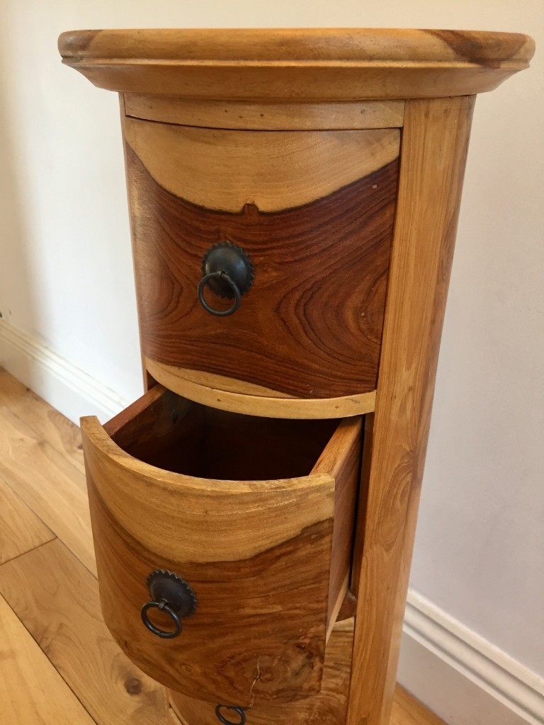 Jali 4 Drawer Drum Chest Bedside Side Lamp Table