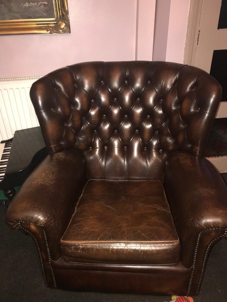 Brown leather chesterfield chair in Beighton, South Yorkshire Gumtree