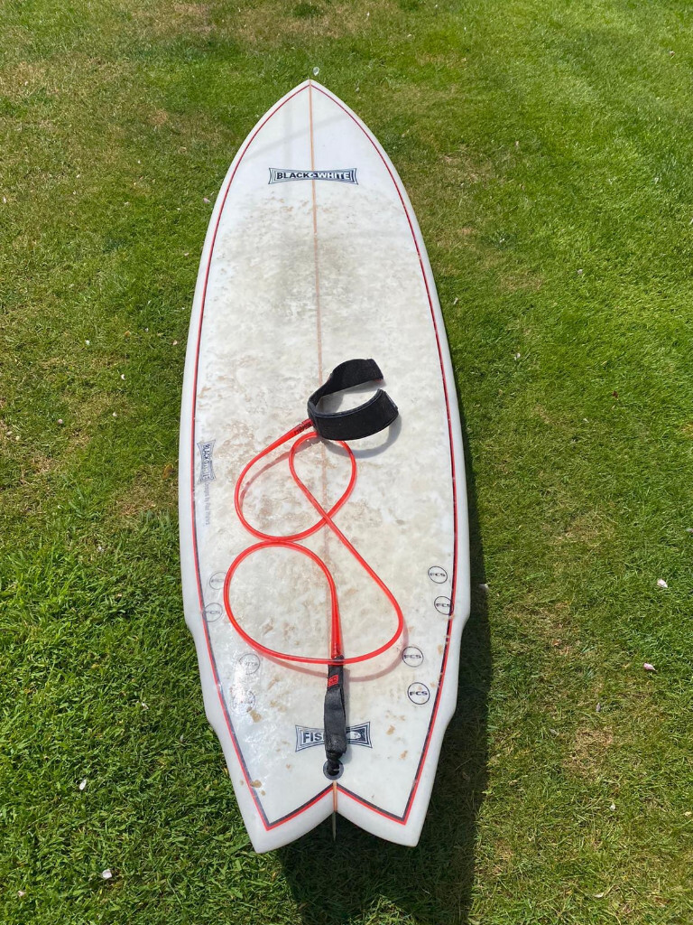 Black and White 7 Foot Fish Surfboard in Broadstone, Dorset Gumtree