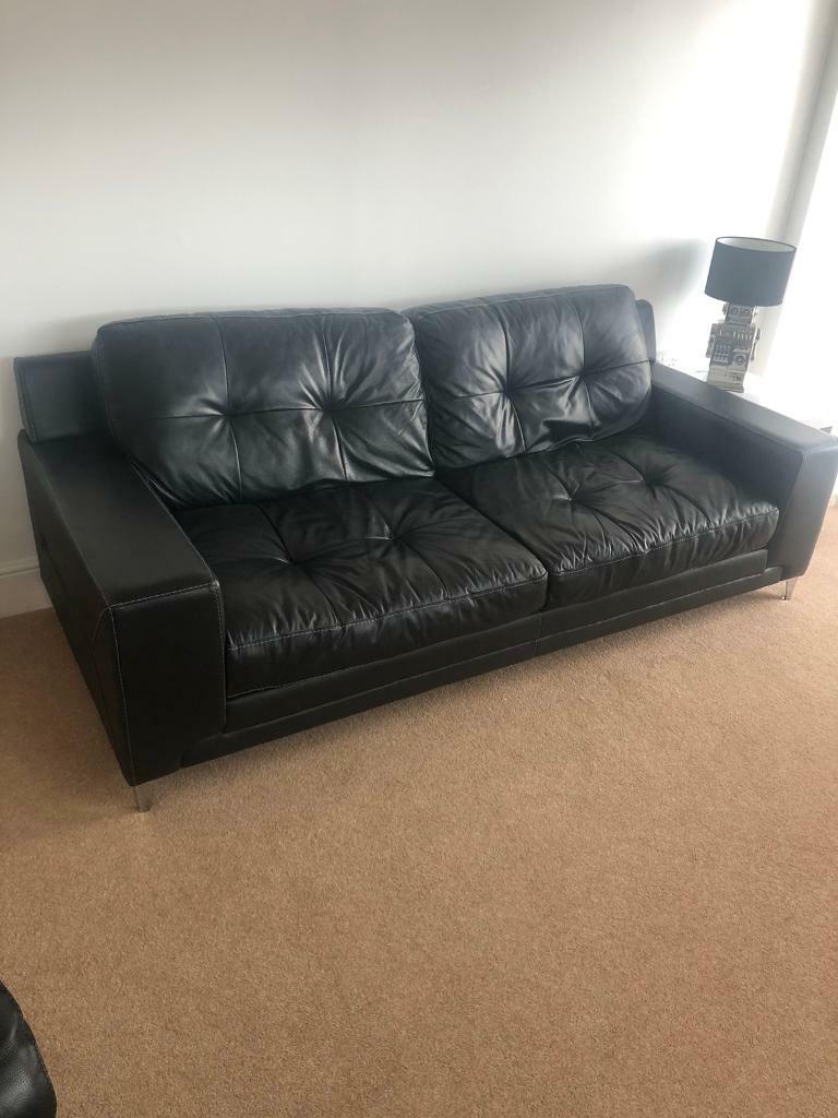 Black leather 3 seater sofa in Glasgow Gumtree