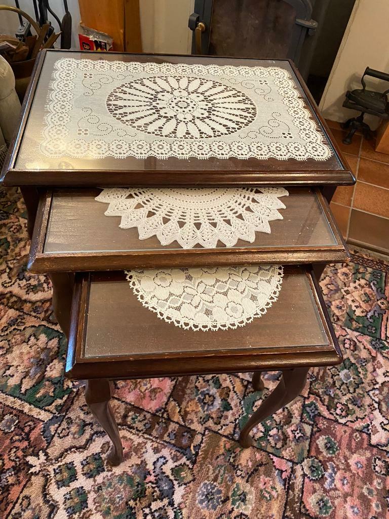 Nest of 3 glass topped tables in Whitwick, Leicestershire Gumtree