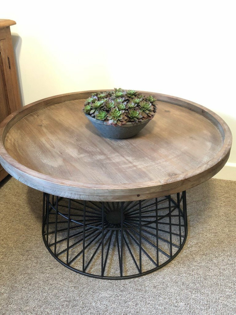 Wood And Metal Wire Circular Coffee Table in Shaftesbury, Dorset