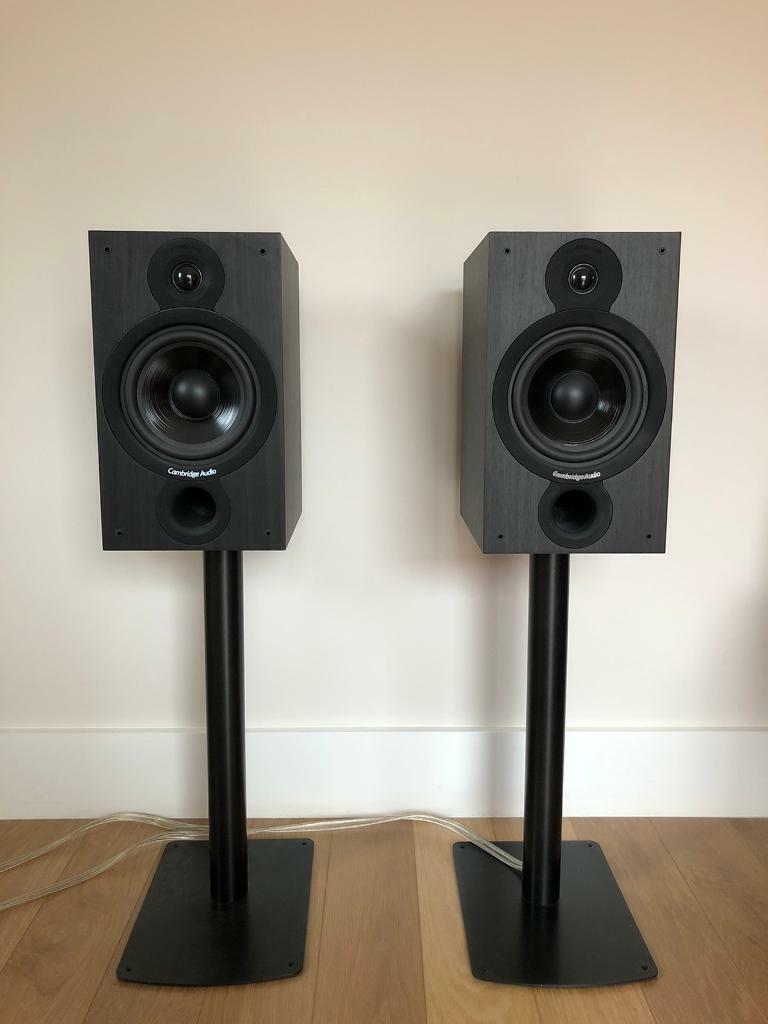 Cambridge Audio SX60 speakers with stands and cable in Wimbledon