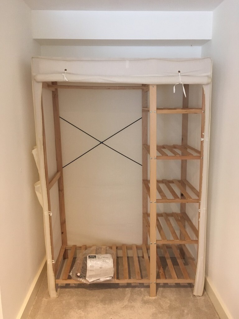 Argos Double Pine And Canvas Wardrobe Amazing Condition In