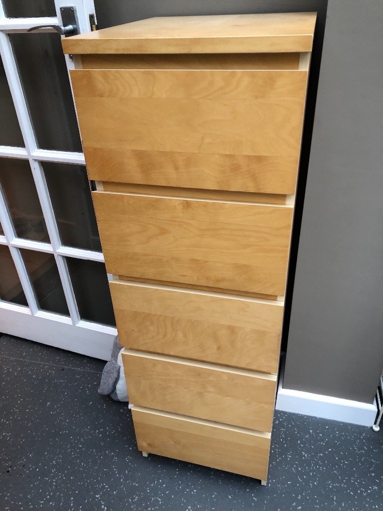Ikea Malm 5 Drawer Tallboy Oak Veneer In Orpington London