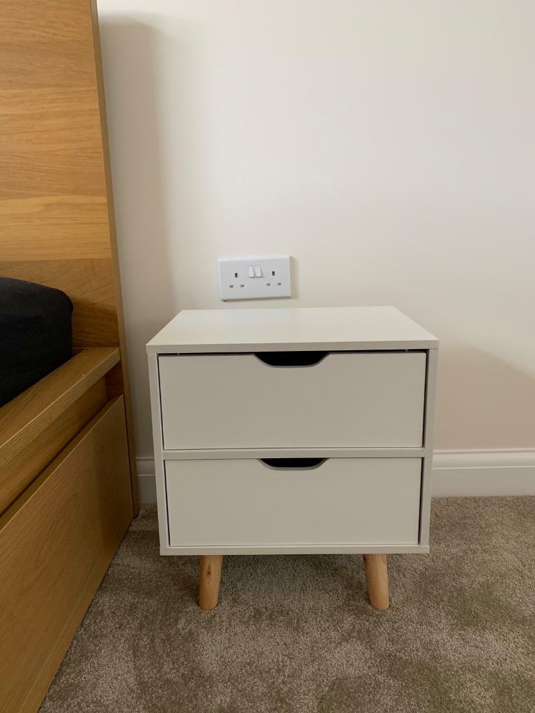 2x Scandinavian White Bedside Tables in Moulton, Northamptonshire