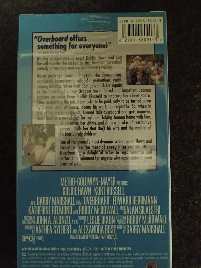 vintage VHS movie tape OVERBOARD, 1987 Original - sealed Goldie Hawn Kurt Russel