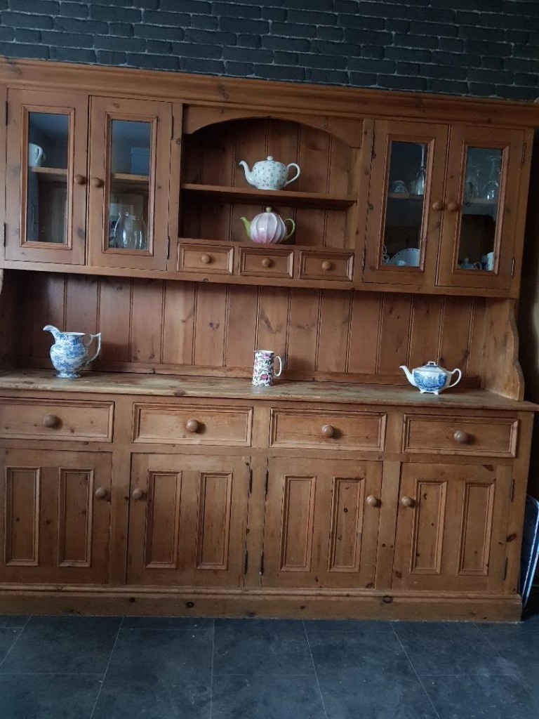 Large hand made solid wood kitchen dining old welsh dresser display