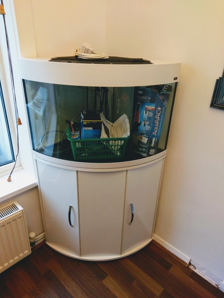 140L Corner Aquarium & Cabinet Set - White | in Gillingham ...