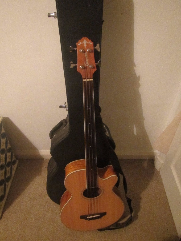 Crafter BA400 EQ Fretless Electro Acoustic Bass Guitar and Stagg Hard Case in Cirencester