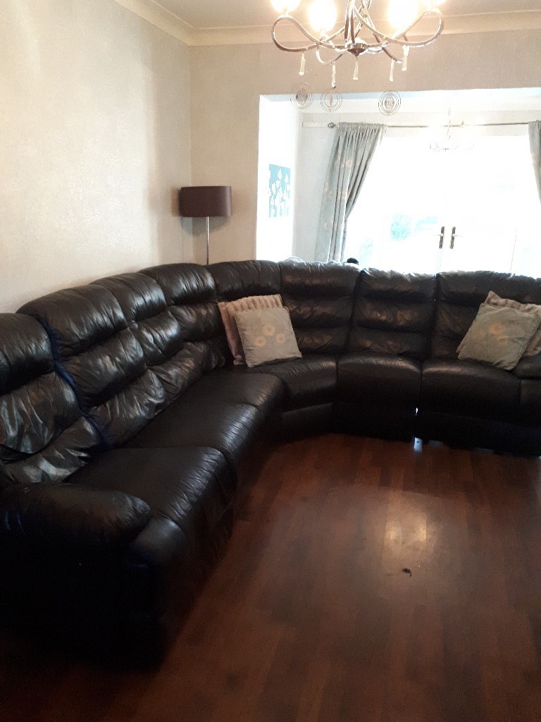 Black leather corner sofa in Trafford, Manchester Gumtree