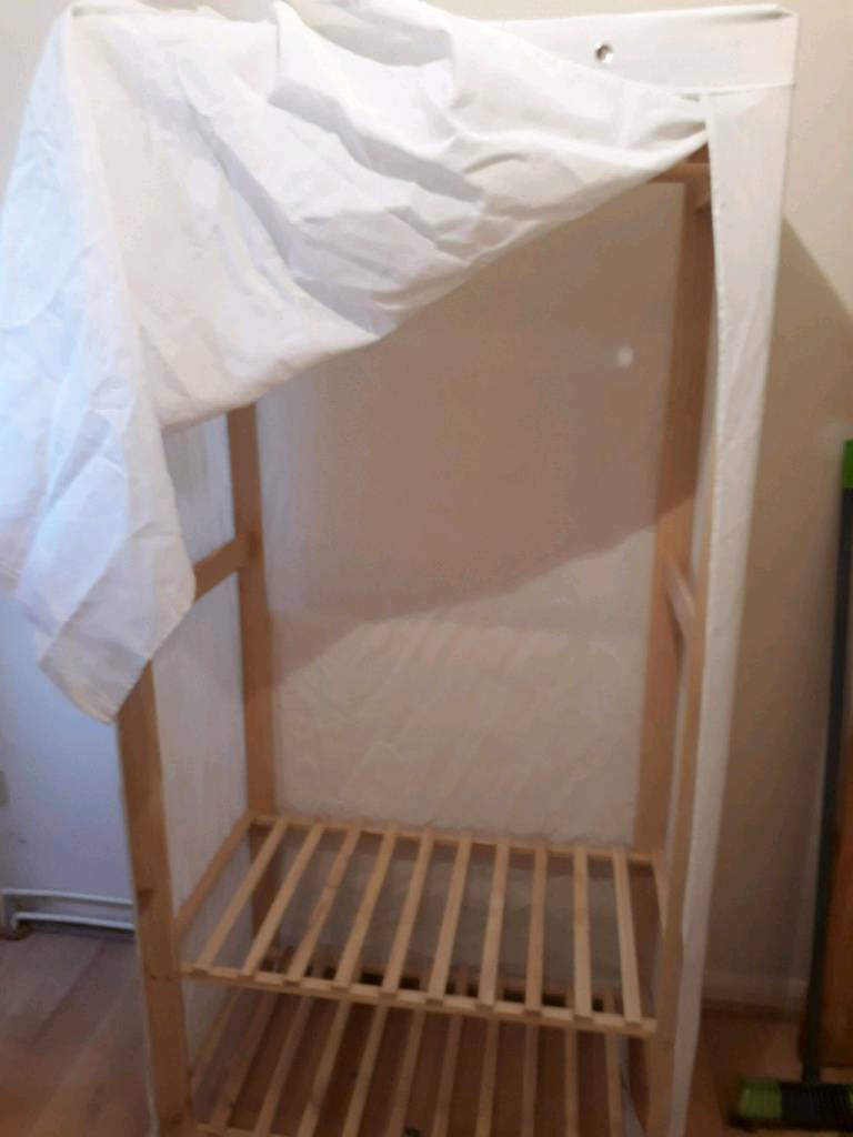 Simple Value Polycotton And Wood Single Wardrobe White In