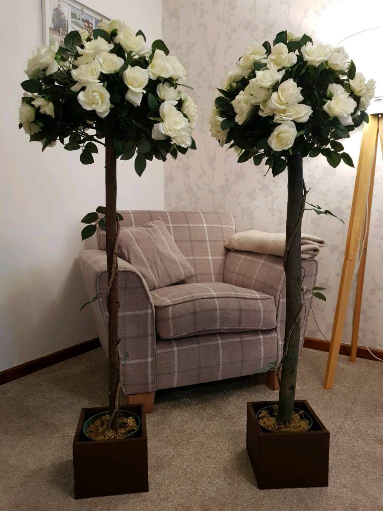 x2 Artificial white rose trees Wedding decoration in Kesgrave