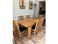 Oak dining set (Extendable table & 6 chairs) 