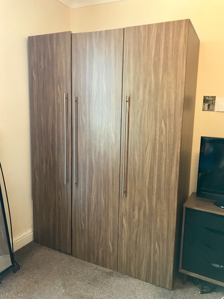 Large Walnut Effect Triple Atlas Wardrobe Tall Deep In Kirkstall