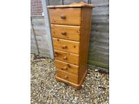 Solid pine slim chest of drawers. Possible delivery 