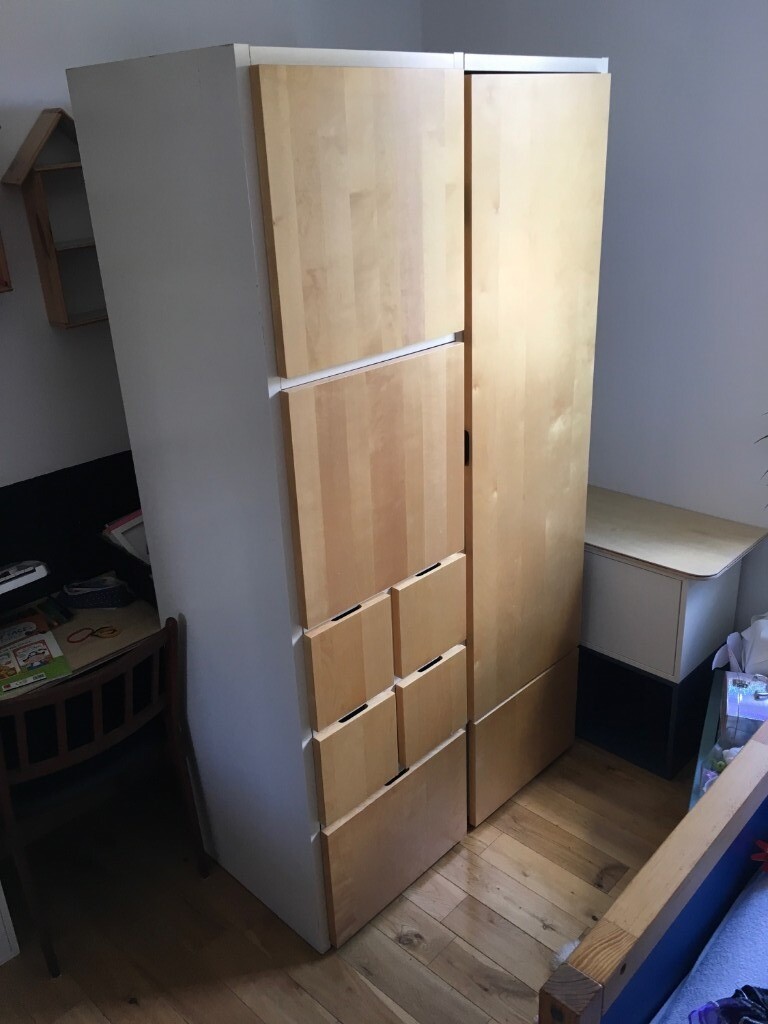 Ikea Rakke Wardrobe Discontinued Beech Birch Veneer White Kids