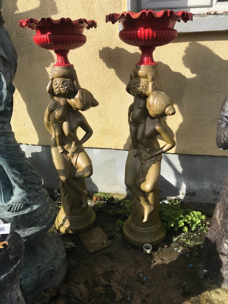 PAIR OF 6FT CAST IRON GARDEN FLOWER POTS STATUES in Warrenpoint