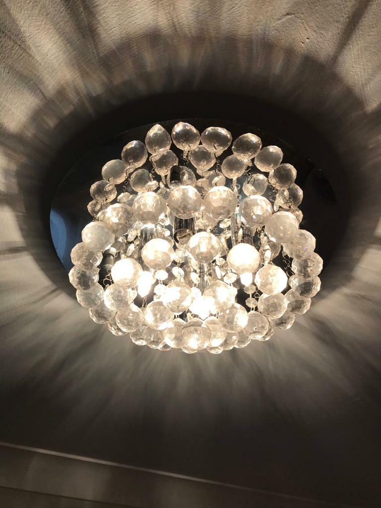 John Lewis Belinda Chrome Crystal Flush Ceiling Light In Tranent