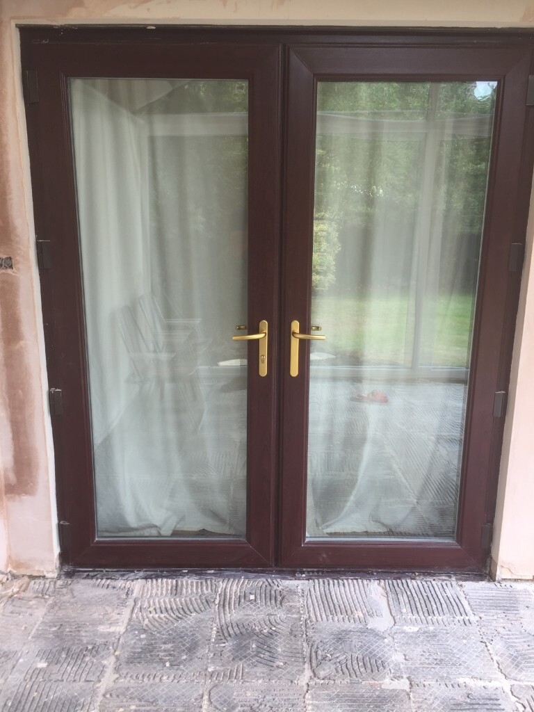 SOLD************************UPVC FRENCH DOORS ROSEWOOD/BROWN FRAME KEYS