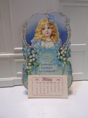 GALLERY GRAPHICS Calendar Victorian Advertising Mini Magnetic-GIRL IN BLUE1996 E