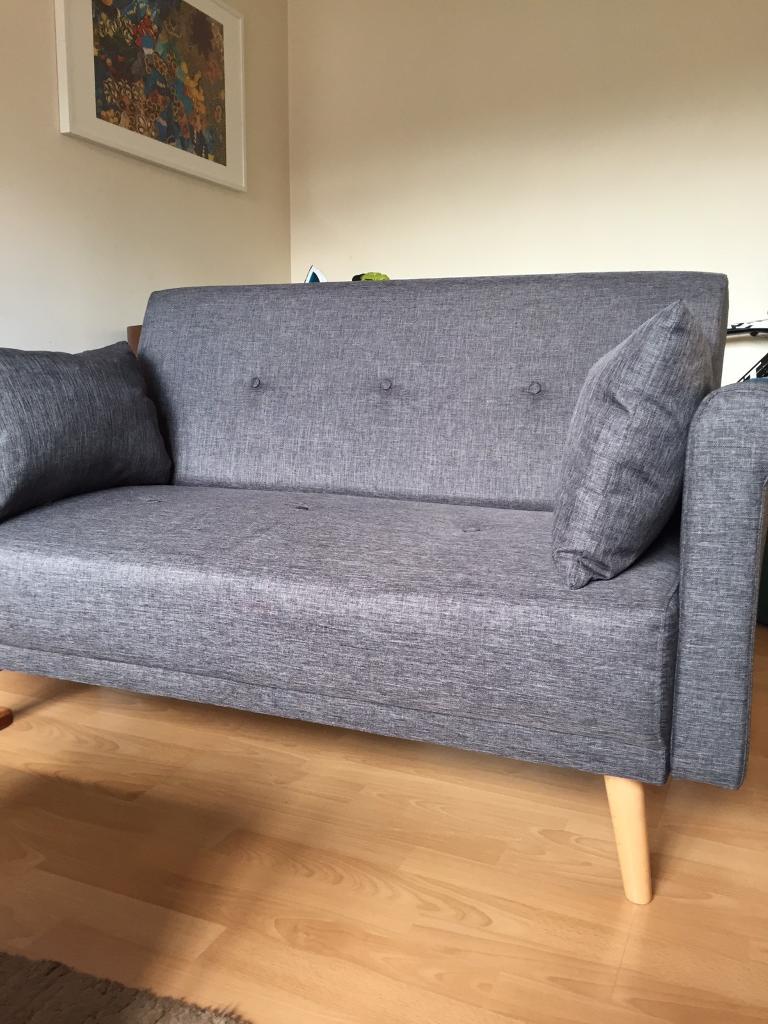 Argos Home 2 Seater Charcoal Grey Fabric Sofa In A Box REDUCED
