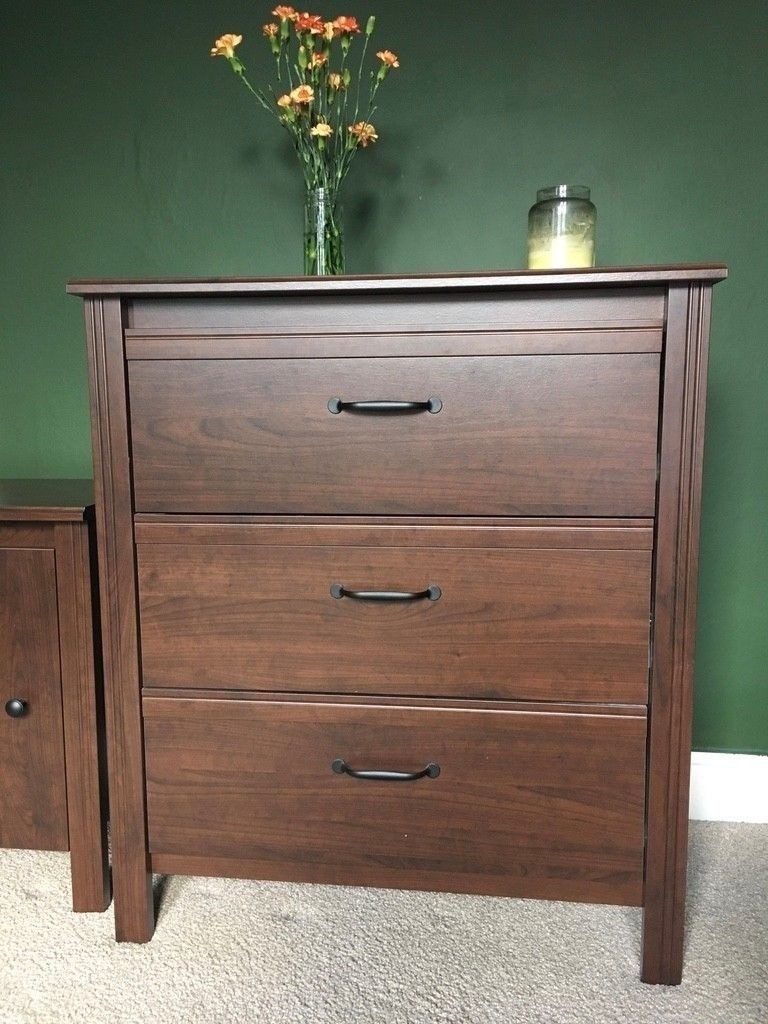 Immaculate ikea chest of 3 drawers large, dark wood in Hornsey
