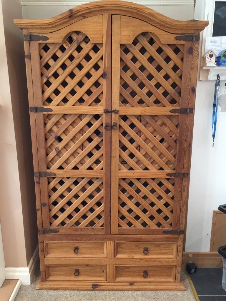 Stunning Solid wood tall wine cabinet 75inX 43inX 17in ...