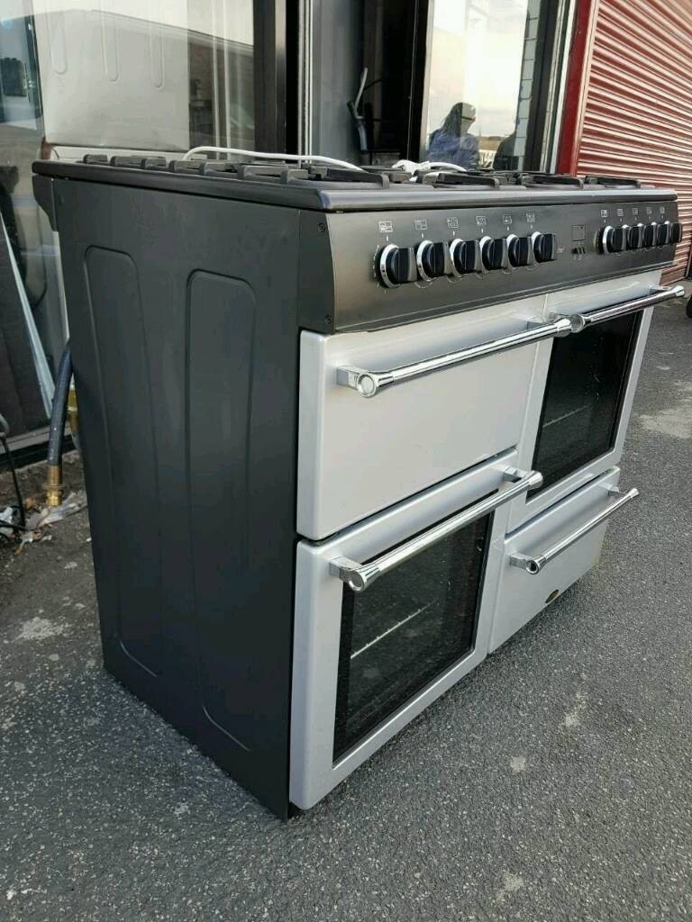 Silver A+++ Class Belling 100cm wide Full Gas 8 Burners Range Cooker