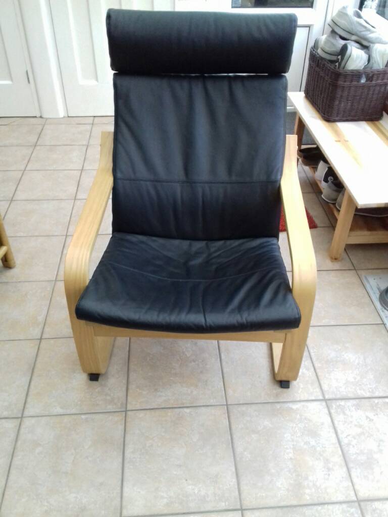 Ikea Poang black leather chair | in Southampton, Hampshire | Gumtree