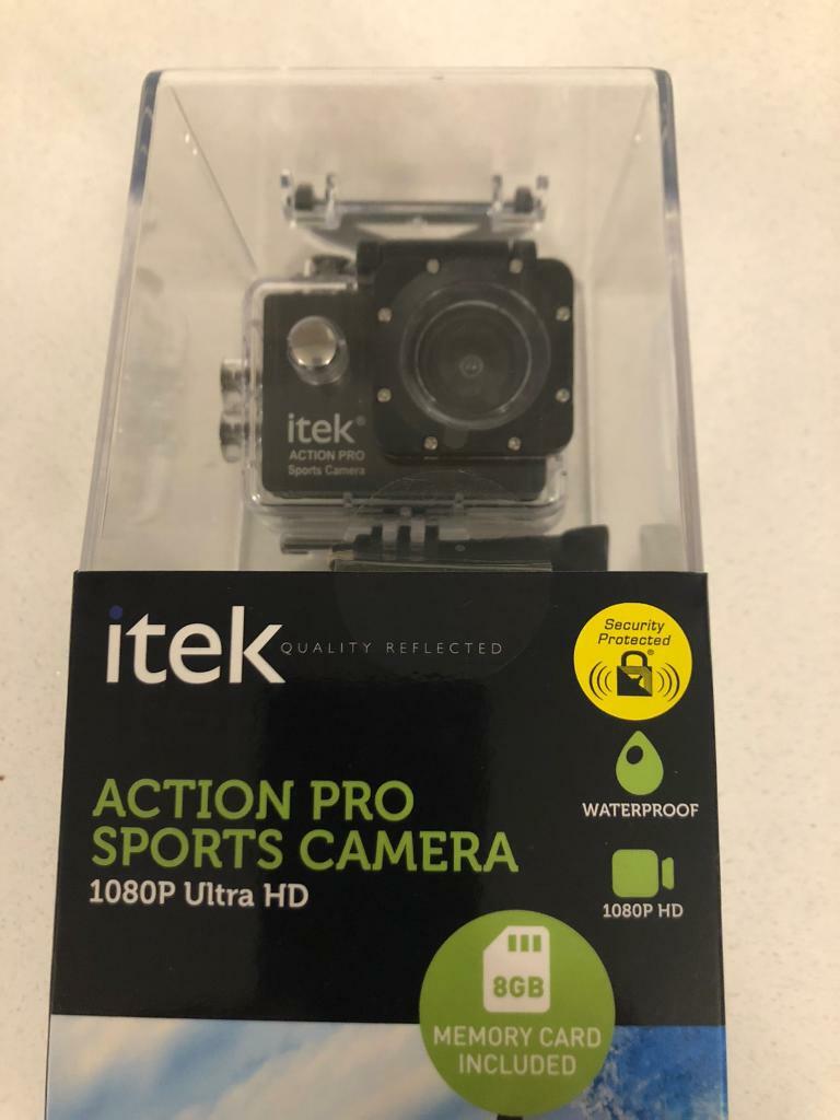iTek Action Pro Sports Camera. 1080P Ultra HD plus 8GB Memory Card in