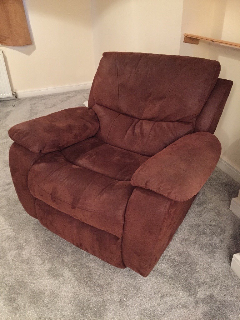 Brown faux suede 3 piece suite sofa recliners in Bude, Cornwall Gumtree