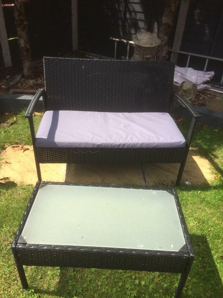 Garden bench & small table in Rattan | in Swadlincote, Derbyshire | Gumtree