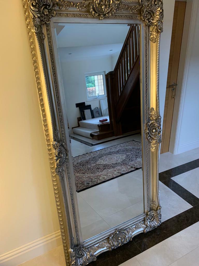 Silver baroque extra large leaning mirror. Perfect condition. in