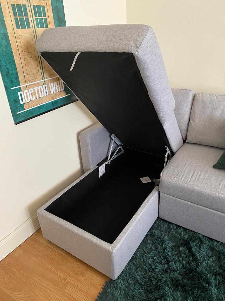 Habitat Reagan Left Corner Fabric Sofa Bed With Storage Grey in