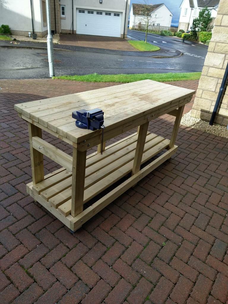 Six Foot Long Quality Timber Workbench complete with Vice in East