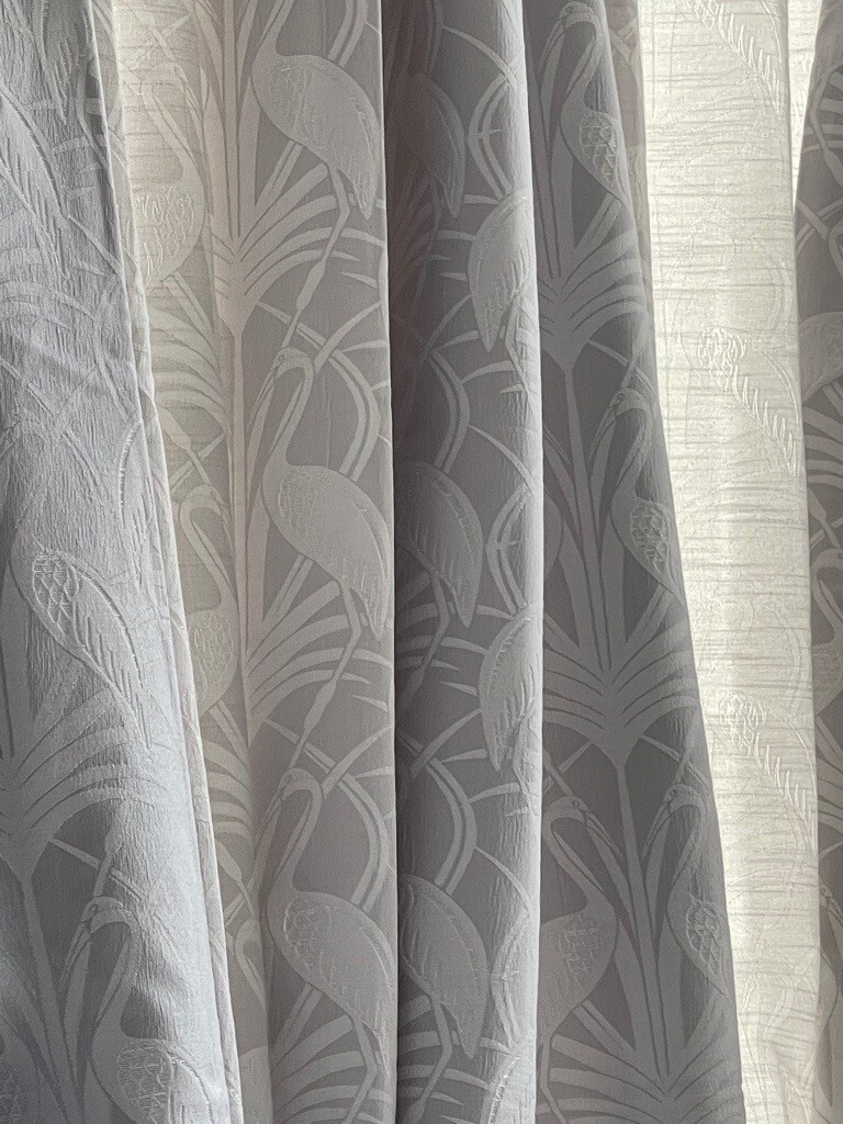 The Chateau by Angel Strawbridge Deco Heron Curtains Grey 90" x 72