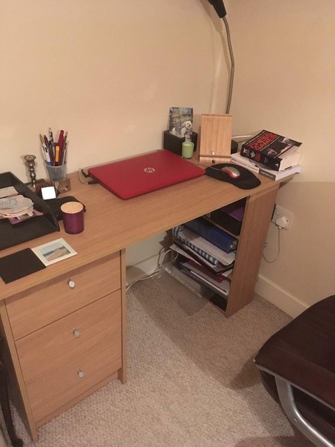 Office Desk Argos Home Malibu 3 Drawer Desk Oak Effect In