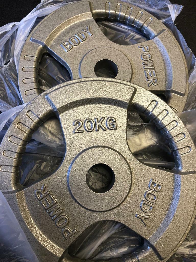 2 x 20kg Olympic tri grip weight plates 2 inch in Cambridge, Cambridgeshire Gumtree