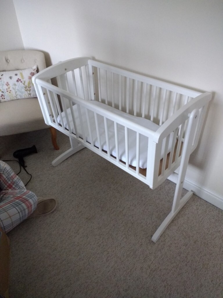 Mothercare White Swinging Crib And Matress In Altrincham